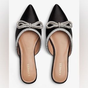 Express Rhinestone Embellished Bow Flats